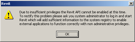 insufficient privileges login revit warning suggested exactly dialog doing